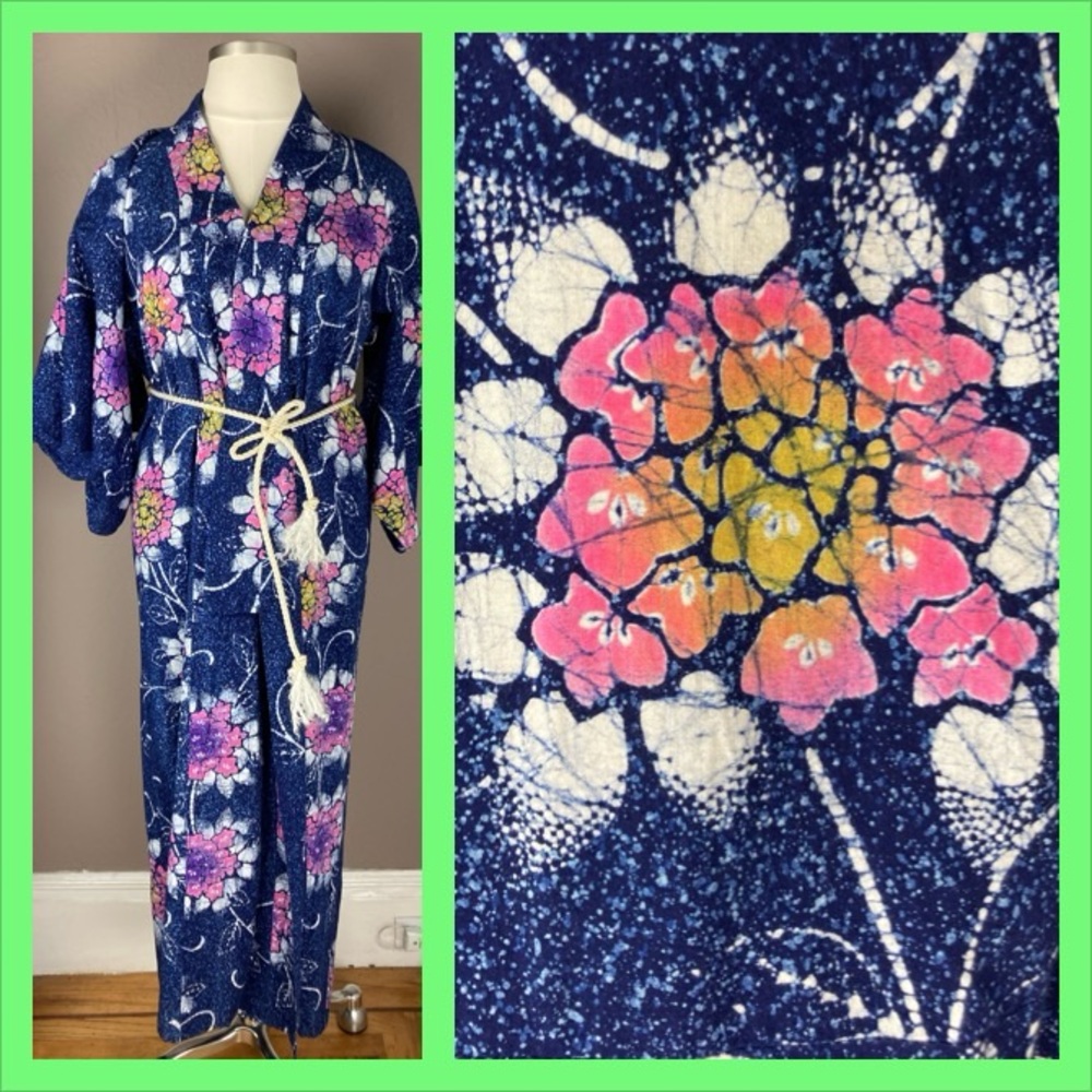 Brilliant Purple Print Cotton Yukata - Cotton Kimono
